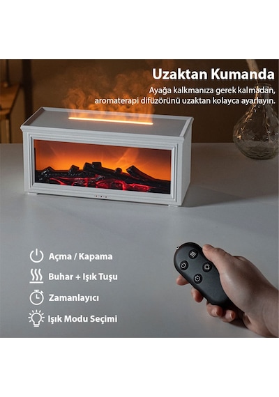 Ezere A4 Şömine Esintili Aromaterapi Difüzörü Ultrasonik Hava Nemlendici