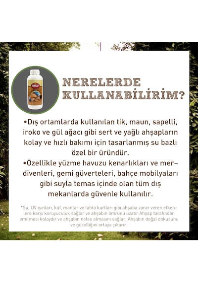 Ünlü Protect Aqua Su Bazlı Teak Oil (Tik Yağı) 1L