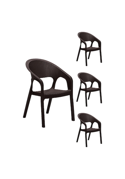 4 Adet Garden Kahve Sandalye / Balkon-bahçe-teras Siyah