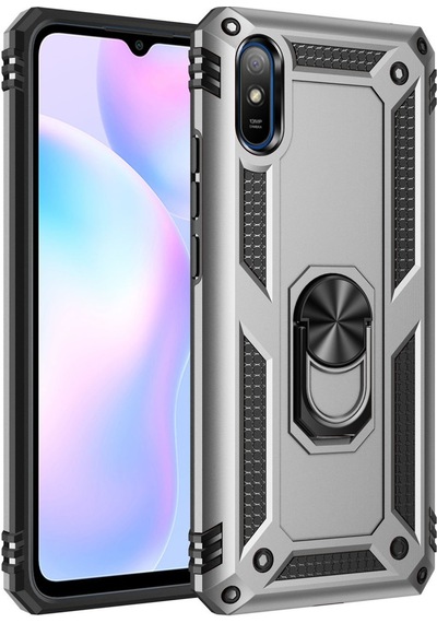 Xiaomi Redmi 9a Uyumlu Kılıf Sofya Yüzüklü Silikon Kapak - Gümüş