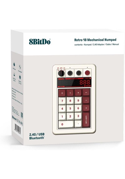 8bitdo Retro 18 Fami Edition Kablosuz Mekanik Numpad,hesap Makinesi Modu,windows Ve Android Uyumlu Bordo