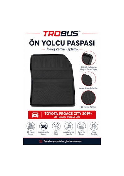 Trobus Toyota Proace City 2019 Ve Sonrası 7 Koltuk 2d Havuzlu Paspas