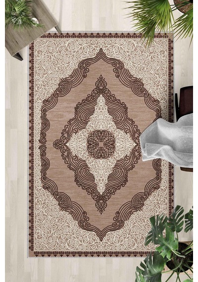Kaymaz Taban Yıkanabilir Halı Mutfak, Salon, Yatak Odası İçin Modern Dijital Baskı Halı Slnhalı24 - 0080 Çok Renkli
