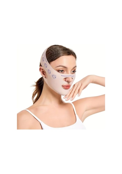 Lexroo Yüz Şekillendirici Maske, V Çene Sıkılaştırıcı Band, Yüz Ve Boyun İncelten Maske, Ten Rengi