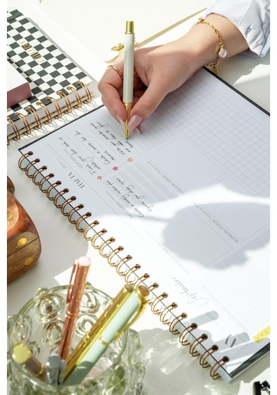 Süresiz Haftalık Masaüstü Planlayıcı 12 Aylık Undated Desk Planner Siyah