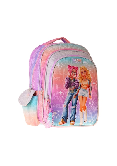 Wow Generation Kız Çocuk Star Desenli Pembe - Mor İlkokul Ve Günlük Sırt Çantası Üç Bölmeli - W6033 Çok Renkli