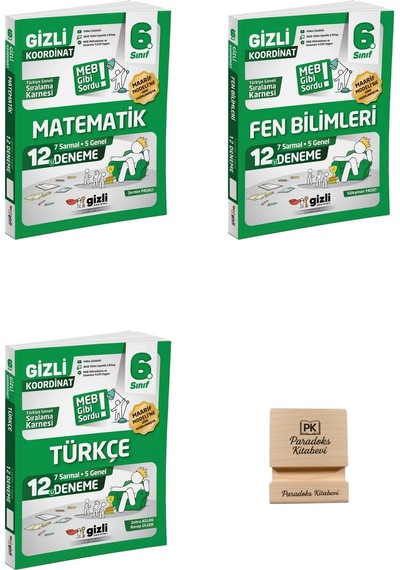 Gizli 6. Sınıf Matematik Fen Ve Türkçe 12'li Deneme-meb Gibi Sordu 3lü Set + Telefon Standı