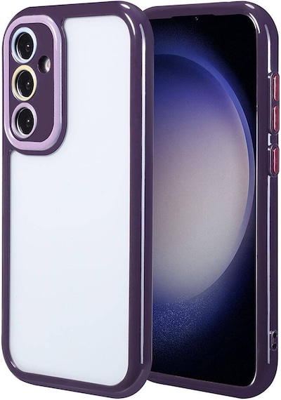 Samsung Galaxy Uyumlu S23 Kılıf Kamera Korumalı Renkli Kenar Ve Çerçeve Tasarımlı Zore Vitamin Kapak Derin Mor