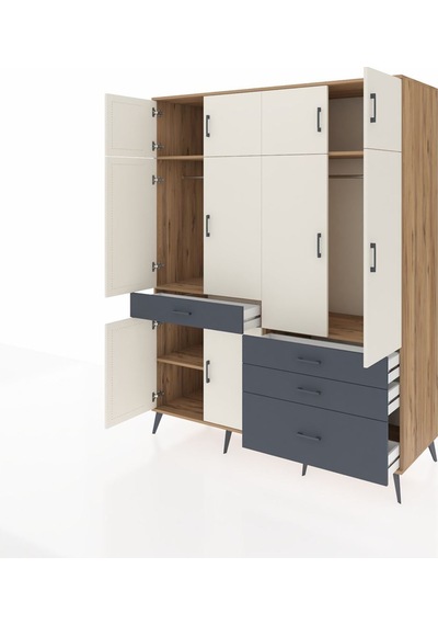 Kronos Gardrop 5 Raflı 4 Çekmeceli 2 Askılı 176x59x221 Çam-aytaşı/antrasit Aytaşı/antrasit Kronos Gardrop 5 Raflı 4 Çekmeceli 2 Askılı 176x59x221 Çam-aytaşı/antrasit Aytaşı/antrasit