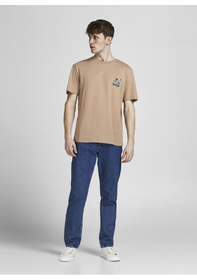 Jack & Jones Erkek Relaxed Tee Bisiklet Yaka Baskılı Kahve T-shirt - 12205878 001