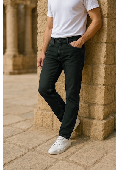 Cedy Denim Xcedy Premium Yüksek Kalite Erkek Klasik 5 Cep Yüksek Bel Regularfit Esnek Boru Paça Pantolon Koyu Yeşil