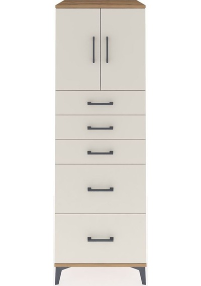 Kronos Dolap Tek Raflı 5 Çekmeceli 2 Kapaklı 60x59x182 Çam-ay... Çam
