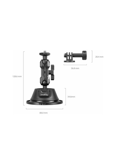 Smallrig Sc-1k 4193 Aksiyon Kameraları İçin Vantuz Montaj Desteği Siyah