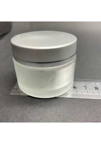 50 Cc Buzlu Cam Krem Kavanoz - Gümüş Kapaklı İç Contalı - 50ml B