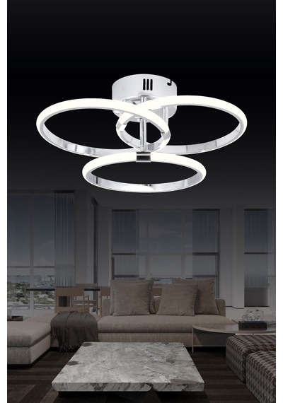 Pl 07 3 Model Krom 3 Renkli Salon Ve Oturma Odası İçin İdeal Alüminyum Avize, 40x15 Krom