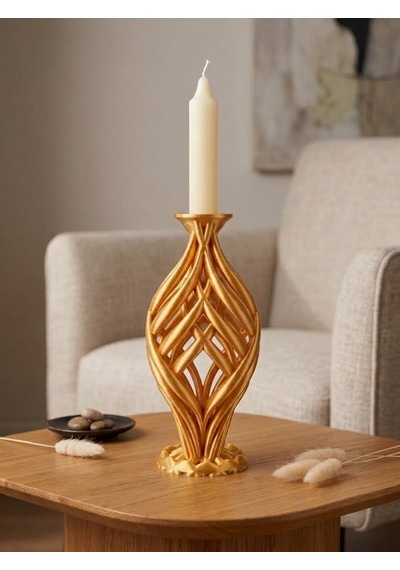 3d Gold Mumluk Şamdan Özel Tasarım Altın