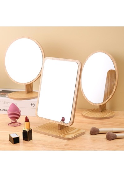 Yeni Model 9 -ahşap Tasarım Masaüstü Oda Dekorasyon Makyaj Oval Ayna