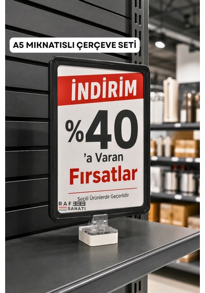 A5 Mıknatıs Tutuculu Fiyatlık Etiketlik Dikey Yatay Ve Bilgilendirme Çerçevesi Siyah