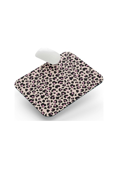 Pembe Leopar Desenli - Dikdörtgen Mouse Pad, 17,5 Cm X 21,50 Cm