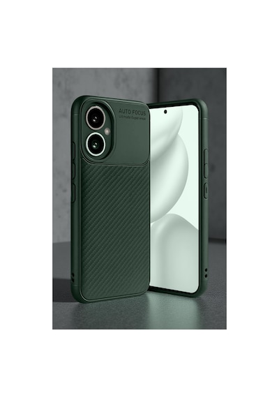 Honor 400 Uyumlu Kılıf Auto Focus Karbon Kapak - Koyu Yeşil