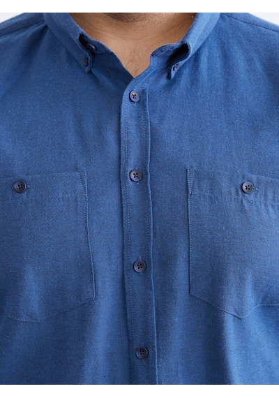 Lcwaıkıkı Classic İndigo Büyük Beden Regular Fit Uzun Kollu Gabardin Erkek Gömlek