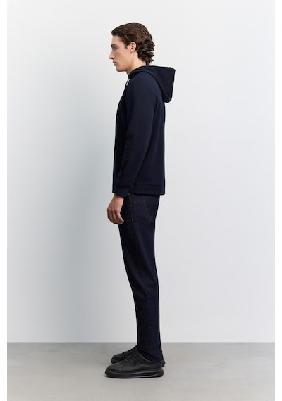 Avva Erkek Lacivert Kapüşonlu Kolay Ütülenebilir İnterlok Regular Fit Sweatshirt B001034