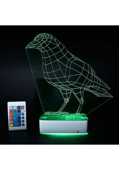 Özel Tasarım Karga 3D Led Lamba