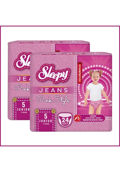 Sleepy Pink Jeans Külot Bez 5 Numara Junior 2'li Jumbo 48 Adet