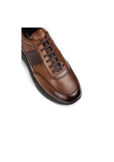 Deery Hakiki Deri Taba Rengi Erkek Sneaker Ayakkabı - 01963Mtbae02 Taba