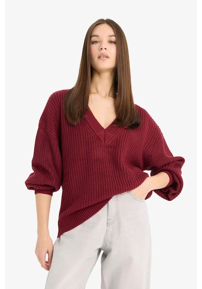 Defacto Oversize Geniş Kalıp V Yaka Triko Kazak Z7135az25wnbr455 Bordo Defacto Oversize Geniş Kalıp V Yaka Triko Kazak Z7135az25wnbr455 Bordo