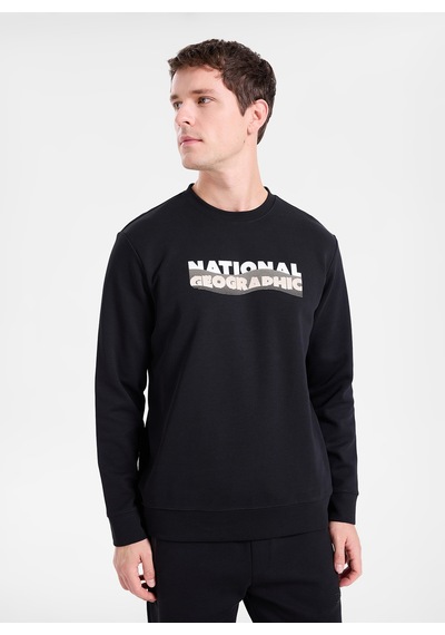 National Geographic N6wm-swt4077 Siyah Erkek Bisiklet Yaka Örme Sweatshirt