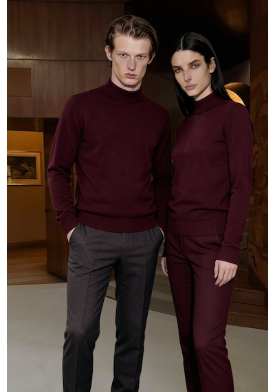 AC&Co / Altınyıldız Classics Altinyildiz Classics Erkek Bordo Standart Fit Normal Kesim Yarım Balıkçı Yaka Triko 4A4923100005BRDXL Bordo