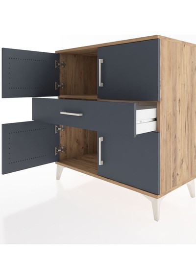 Hyperion Şifonyer Tek Raflı Tek Çekmeceli 4 Kapaklı 88x44x96 ... Çam Hyperion Şifonyer Tek Raflı Tek Çekmeceli 4 Kapaklı 88x44x96 ... Çam