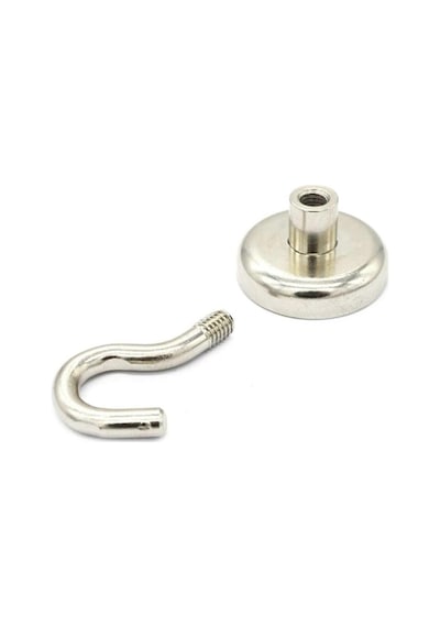 Dünya Magnet 10 Adet 16mm Pot Mıknatıs - Güçlü Neodyum Askı Kanca Mıknatıs 10'lu Paket - N35