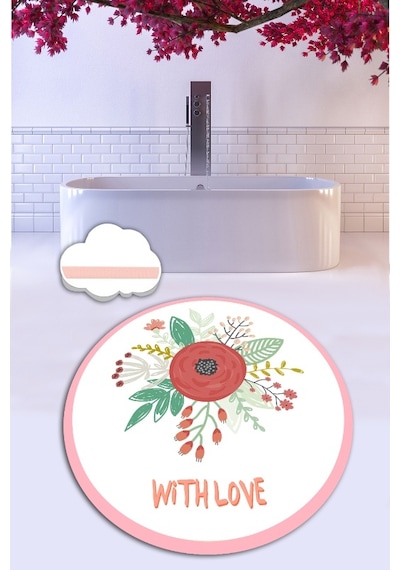 With Love Çap 120X120 Cm Banyo Halısı Paspas Çok Renkli