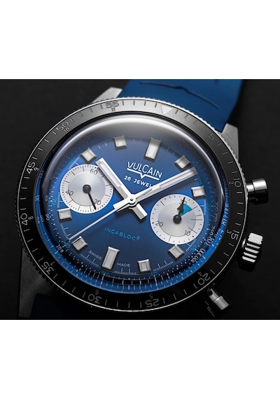 Vulcain Skindiver Chronograph Blue Bar258 Limitli Üretim Otomatik Erkek Kol Saati Metalik