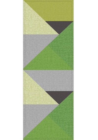 Yeşil Geometrik Desenli Premium Masa Örtüsü Runner Rnr609n11