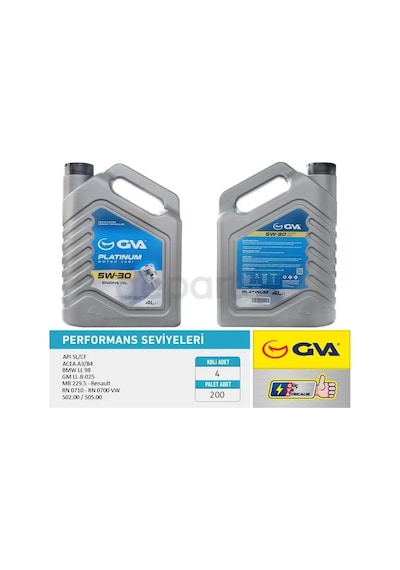 Motor Yağı 5w30 4 Lt Platınum Tam Sentetik Apı Sl / Cf 4 Adet