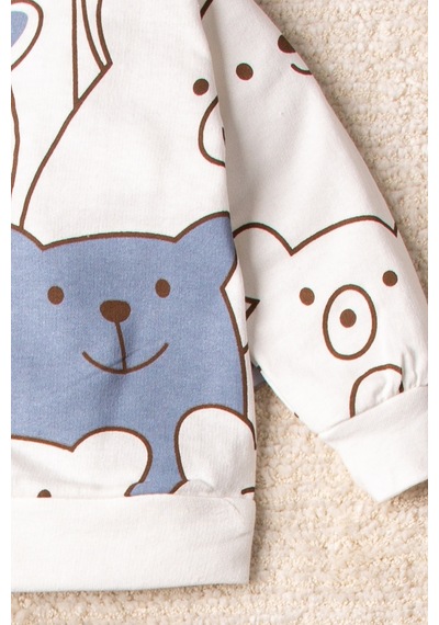 Mai Perla Smile Bear Nose 2'li Unisex Bebek Alt Üst Takım Mavi