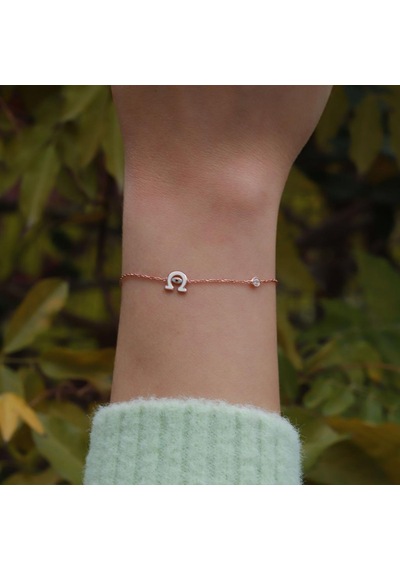 Şans Nalı Figürlü Zirkon Taşlı Mine İşli Rose Gold Kaplama Gümüş Bileklik Gümüş