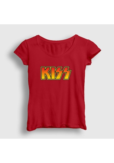 Presmono Kadın Logo Kiss T-shirt Kırmızı