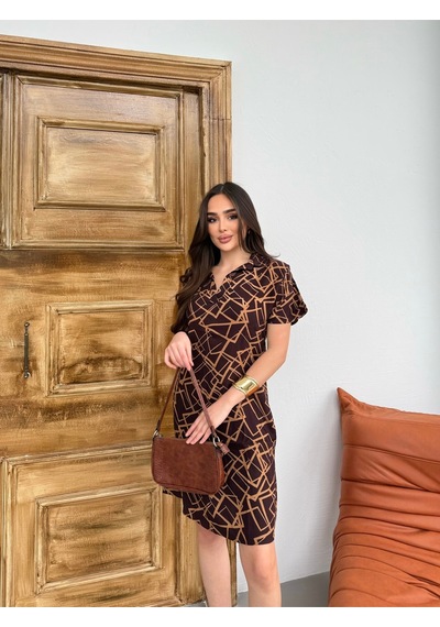 Sarıdağ Desenli Elbise Tunik Sarı
