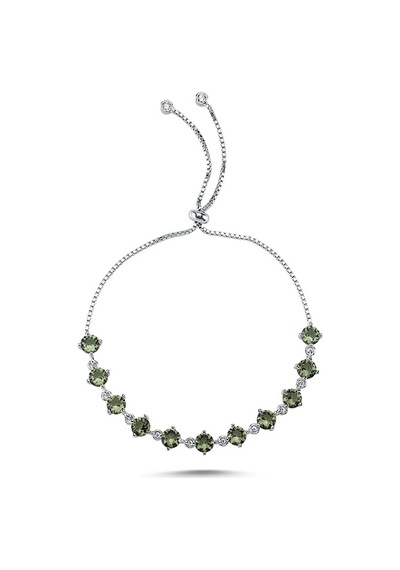 Brezza Lusso Jewelry 925 Ayar Gümüş Suyolu Zultanit Taşlı Asansör Kilitli Kadın Bilekl