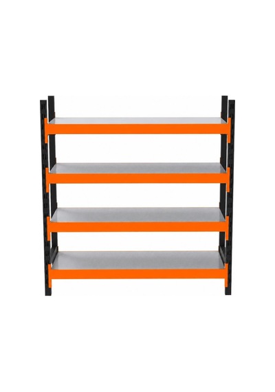 4 Katlı Tekli Midi Rack - Ekonomik Depo,arşiv, Kiler Rafı Siyah-turuncu-35x90 Cm-150 Cm Çok Renkli