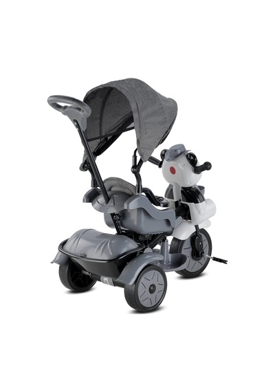 Babyhope 127 Lıttle Panda Lüks Üç Teker Kontrollü Bebek Bisikleti Gri Çok Renkli