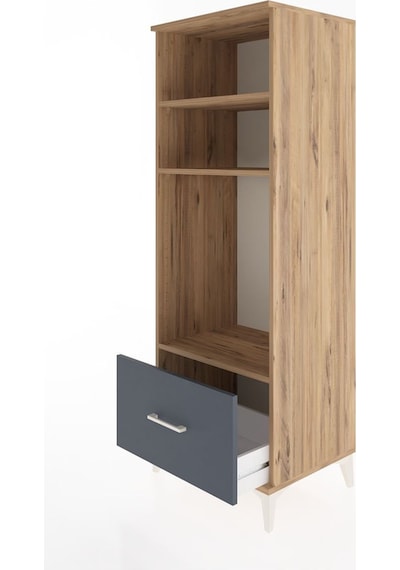 Hyperion Dolap 3 Raflı Tek Çekmeceli 60x44x163 Çam-antrasit Atlas Çam