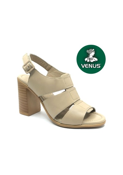 Venüs Merga Hakiki Deri Comfort Ortopedik Kadın Sandalet Bej