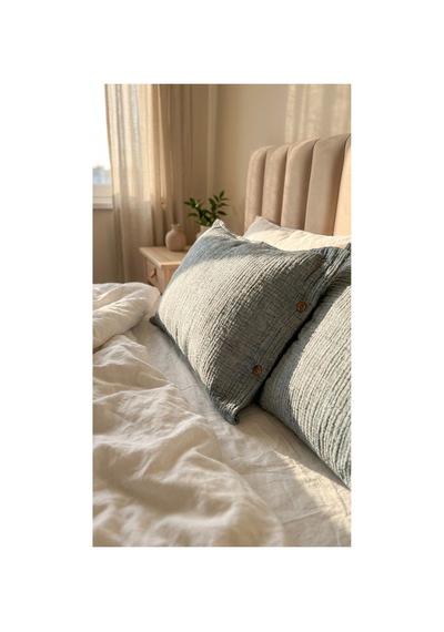 4 Katlı Müslin Naturel %100 Pamuklu 2 Adet Yastık Kılıfı 50x70cm Denim Mavisi - 870006769 Denim Mavisi