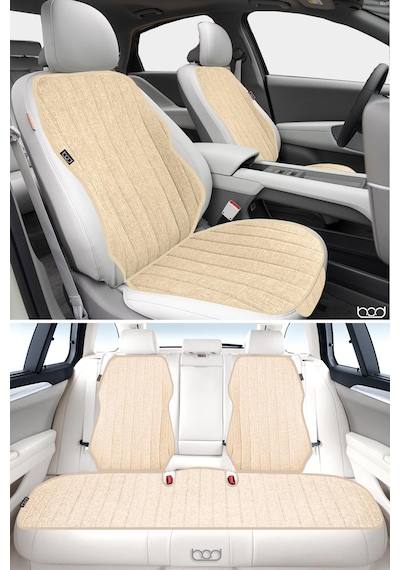 Bod Nysa Serisi Keten Oto Koltuk Koruyucu Minder Ön Arka Set Bej