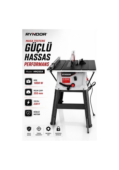 Heilber Hm255t Profesyonel Tezgah Üstü 255mm 1800w Pro Ahşap Tahta Kesme Makinesin-45 Derece Açılı